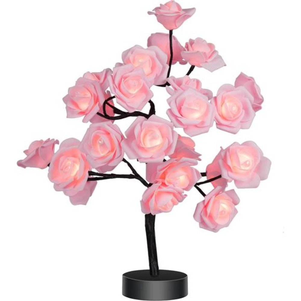 Birthday Mother's Day Valentine's Day Christmas Gifts Pink Flower Rose Tree lamp